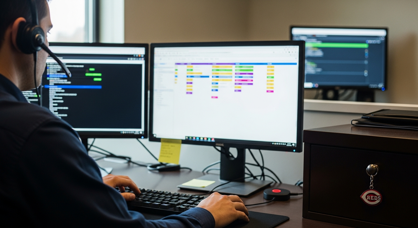 A managed-services technician triaging a support queue in a small Ohio MSP office