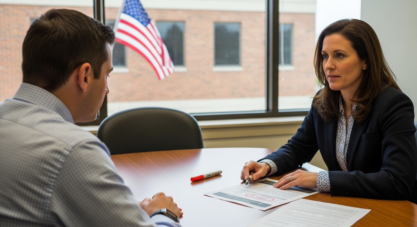 A vCIO and an Ohio township administrator reviewing a quarterly IT plan at a conference table